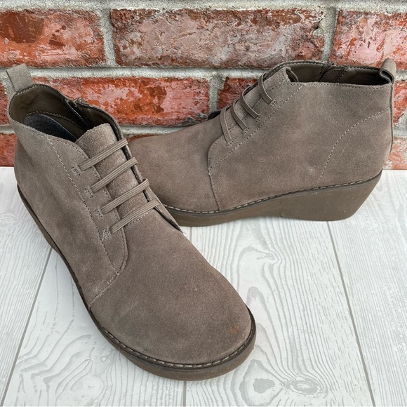 Kenneth Cole Reaction Prime Lace Up Pull On Ankle Booties Taupe Size 8 M - Picture 1 of 14